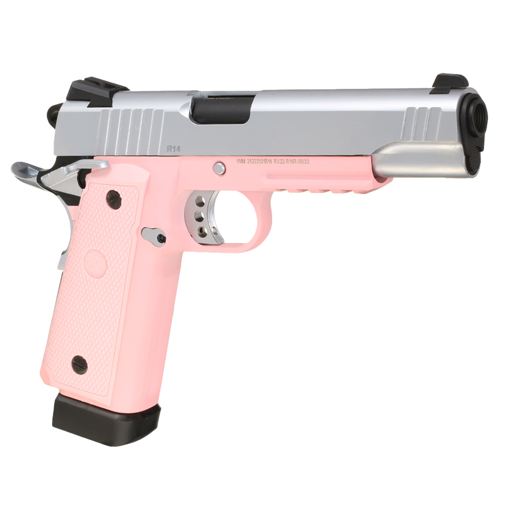 Nuprol Raven Hi-Capa R14 Vollmetall GBB 6mm BB silber / pink Bild 7