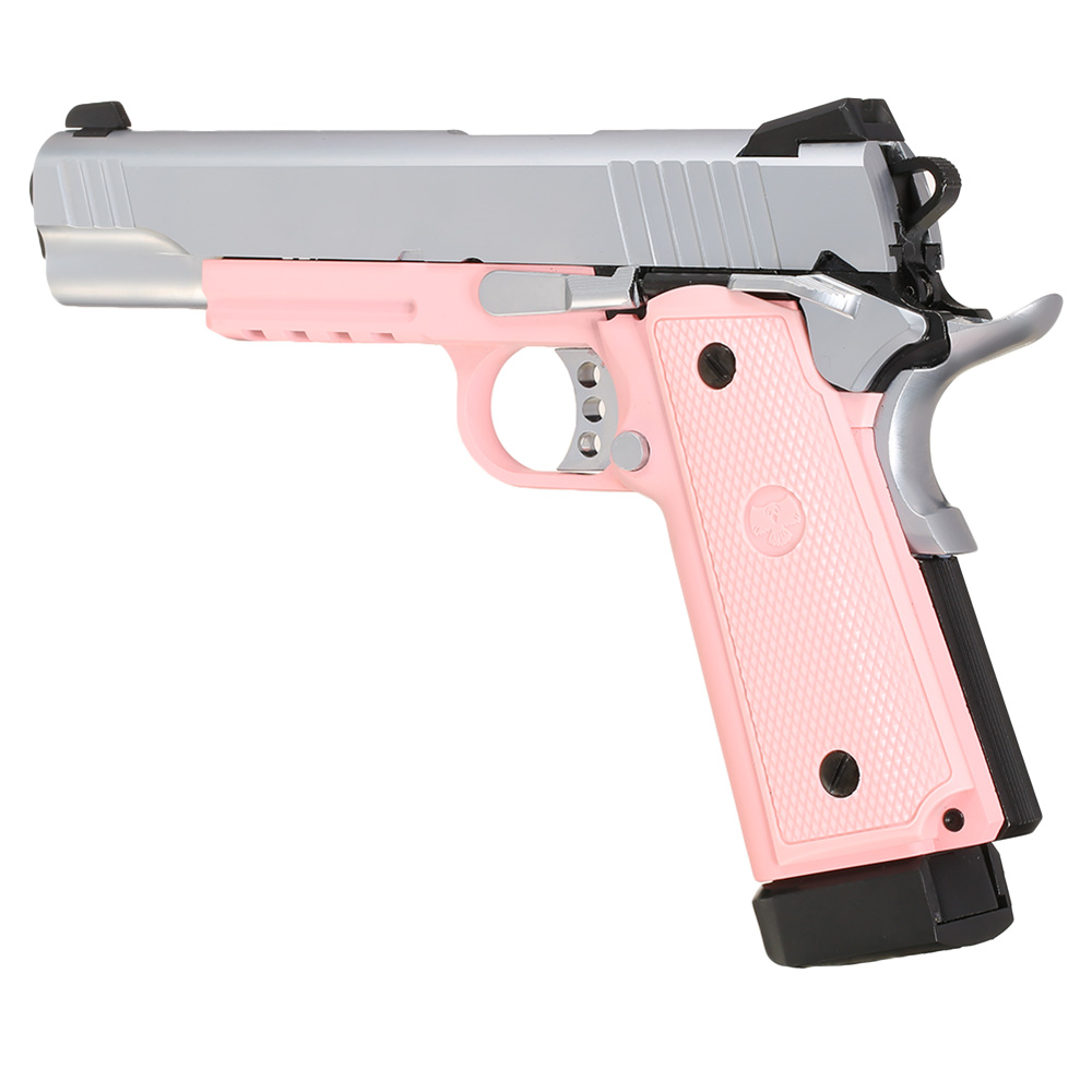 Nuprol Raven Hi-Capa R14 Vollmetall GBB 6mm BB silber / pink Bild 8