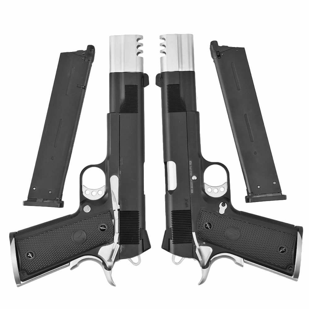 Vorsk Airsoft VP-X 1911 Vollmetall GBB 6mm BB schwarz / chrome - Special Twin Pack Edition