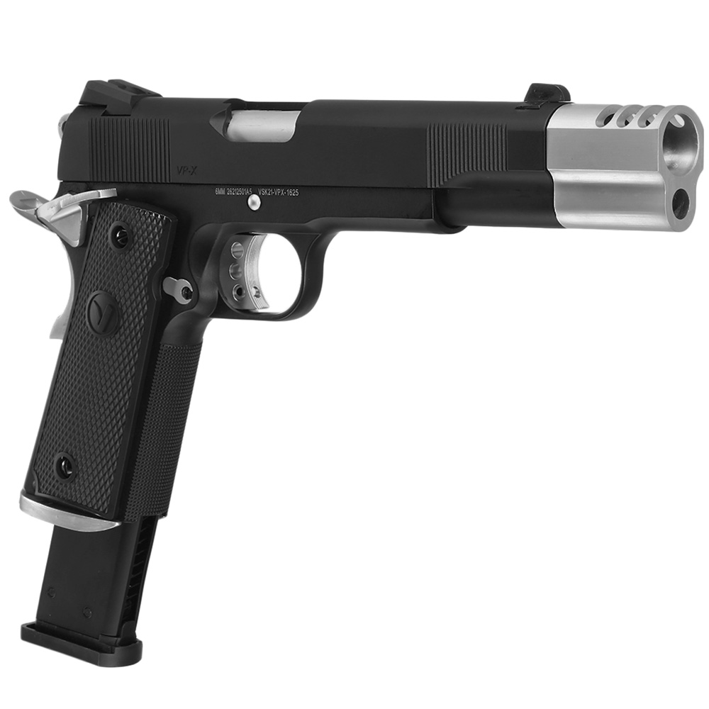 Vorsk Airsoft VP-X 1911 Vollmetall GBB 6mm BB schwarz / chrome - Special Twin Pack Edition Bild 8