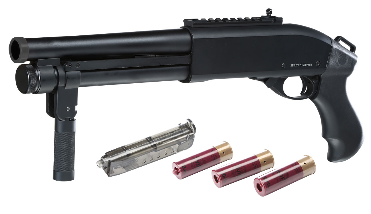 Jag Arms Scattergun Super CQB Vollmetall Pump Action Gas Shotgun 6mm BB schwarz