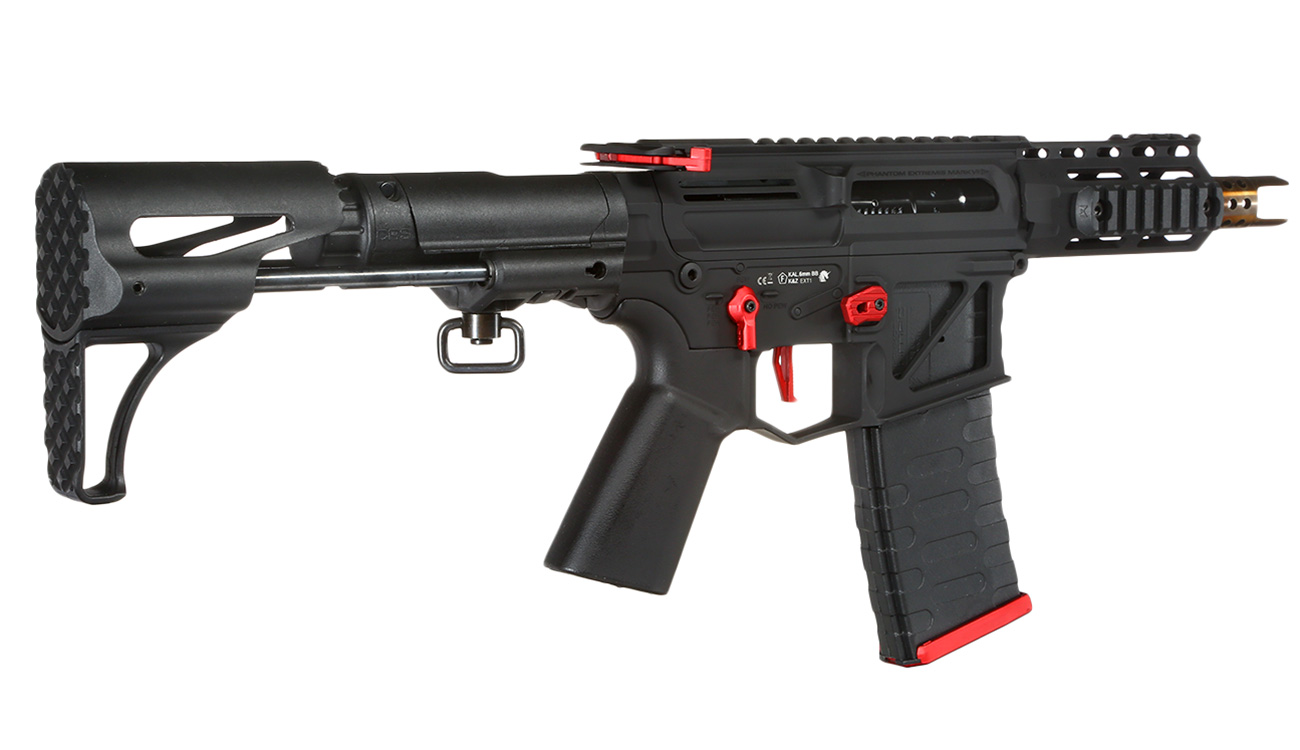 APS Phantom Extremis Rifle MK7 CRS Vollmetall eSilver Edge SDU-Mosfet 2.0 S-AEG 6mm BB schwarz / rot Bild 3