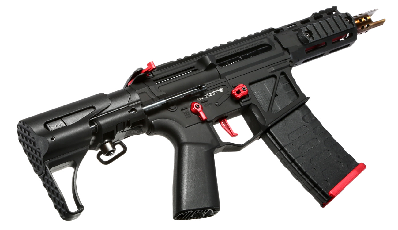 APS Phantom Extremis Rifle MK7 CRS Vollmetall eSilver Edge SDU-Mosfet 2.0 S-AEG 6mm BB schwarz / rot Bild 4