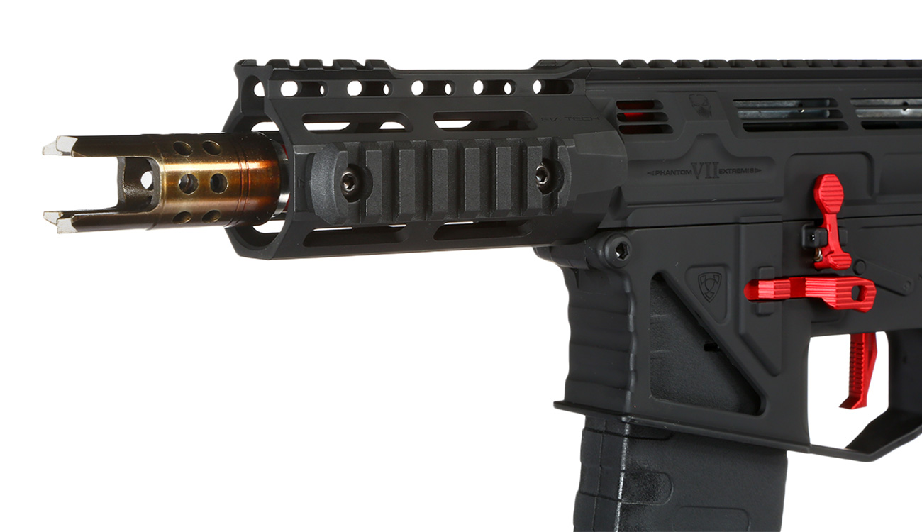 APS Phantom Extremis Rifle MK7 CRS Vollmetall eSilver Edge SDU-Mosfet 2.0 S-AEG 6mm BB schwarz / rot Bild 6