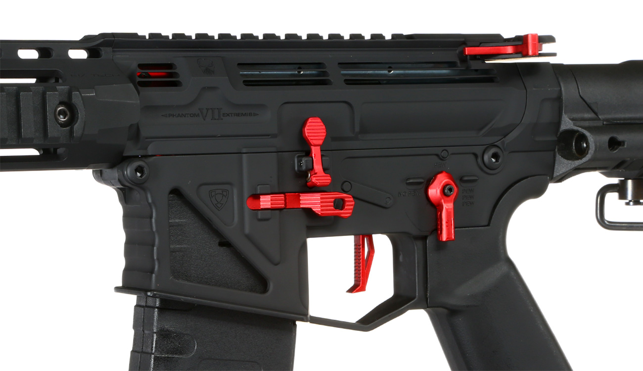 APS Phantom Extremis Rifle MK7 CRS Vollmetall eSilver Edge SDU-Mosfet 2.0 S-AEG 6mm BB schwarz / rot Bild 7