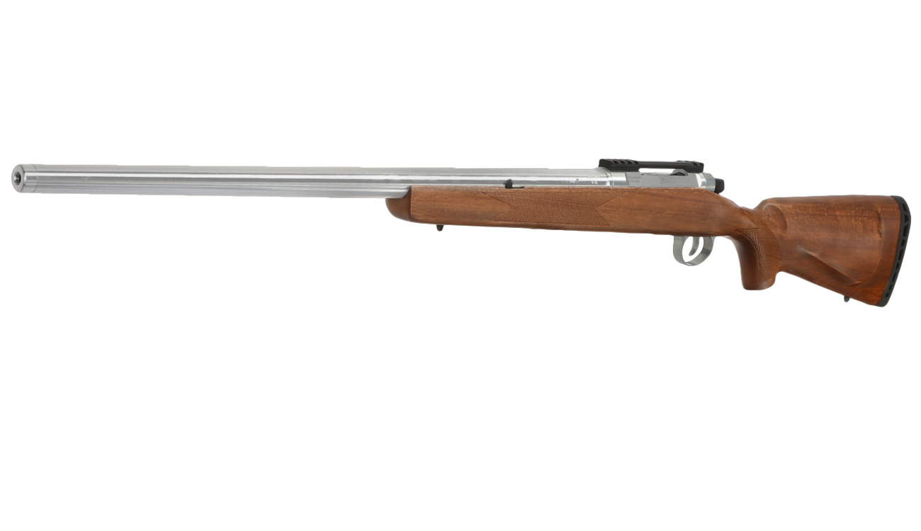APS / EMG Barrett Fieldcraft Gas Bolt Action Snipergewehr 6mm BB Echtholz / silber