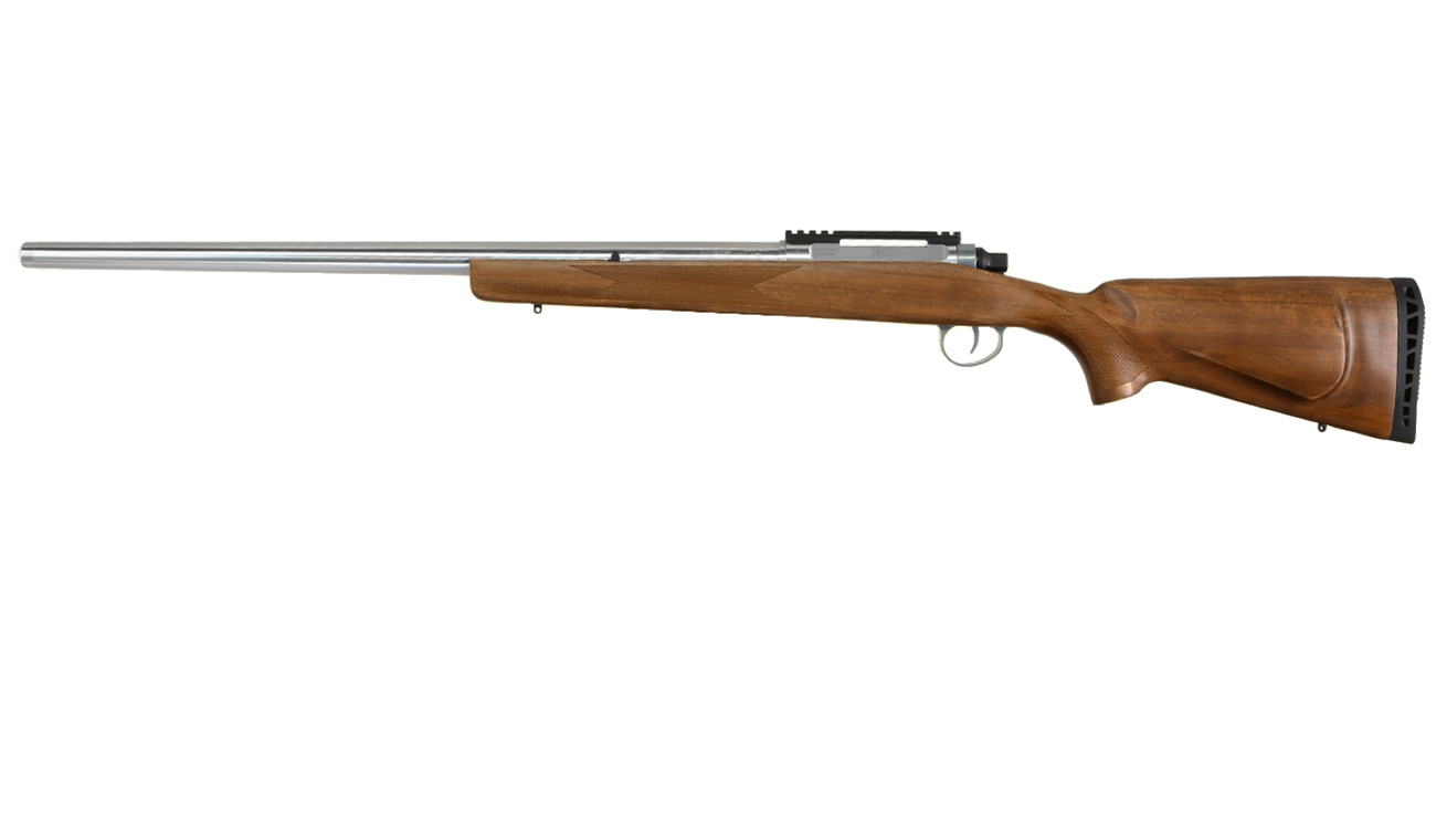 APS / EMG Barrett Fieldcraft Gas Bolt Action Snipergewehr 6mm BB Echtholz / silber Bild 1