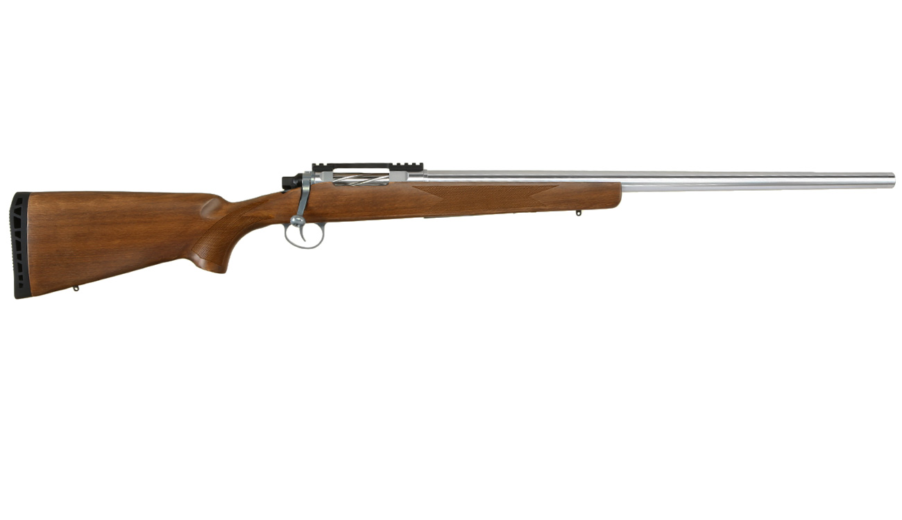 APS / EMG Barrett Fieldcraft Gas Bolt Action Snipergewehr 6mm BB Echtholz / silber Bild 2