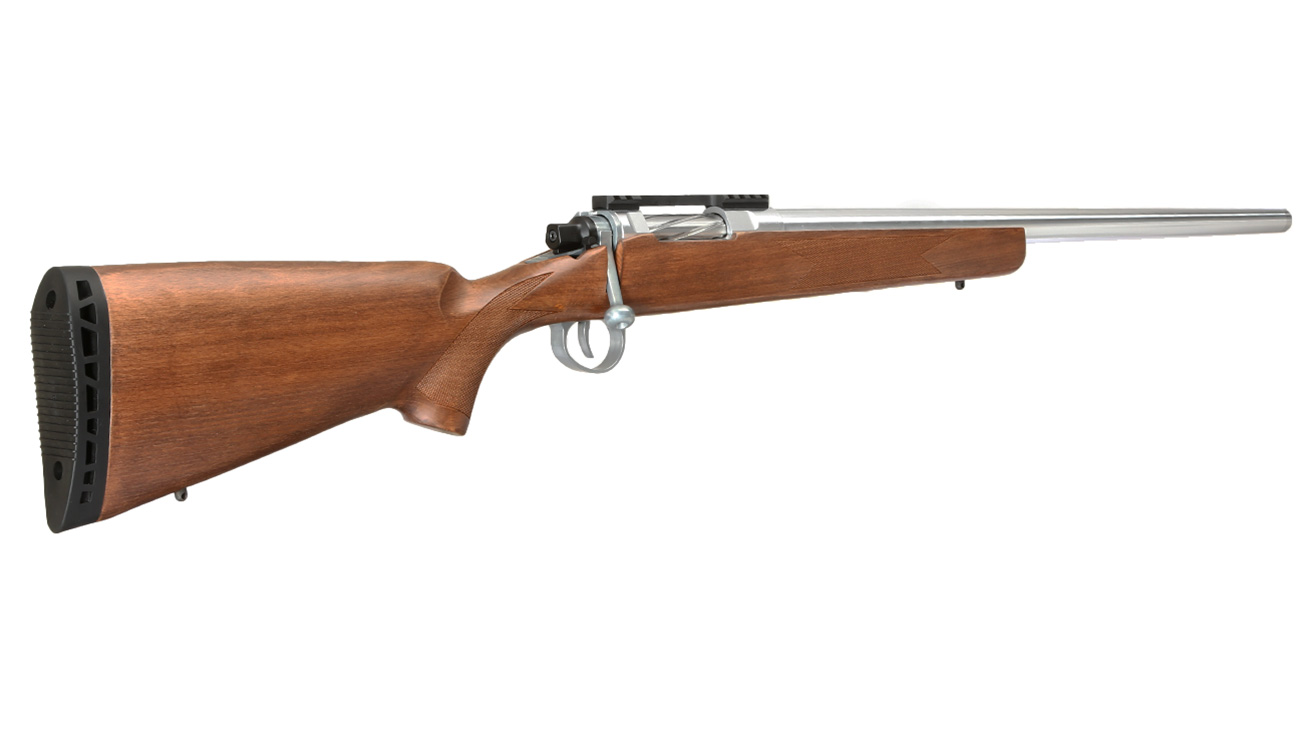 APS / EMG Barrett Fieldcraft Gas Bolt Action Snipergewehr 6mm BB Echtholz / silber Bild 3