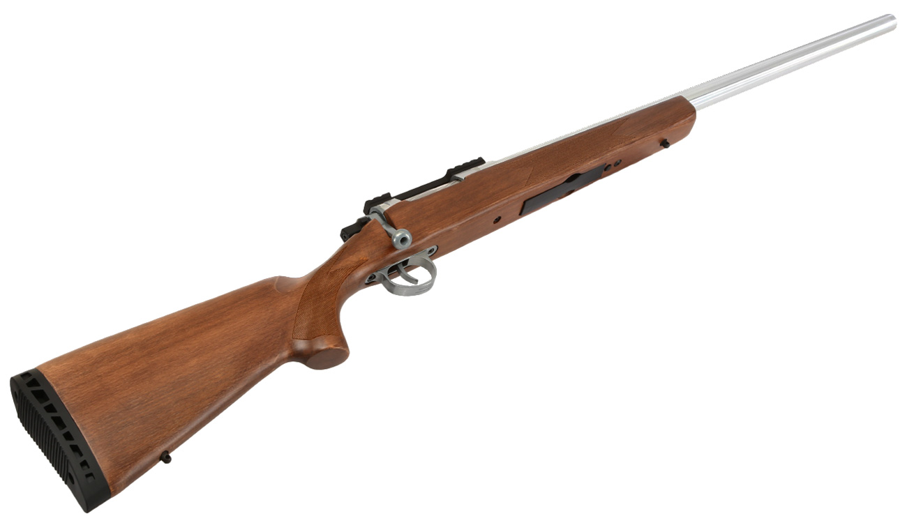 APS / EMG Barrett Fieldcraft Gas Bolt Action Snipergewehr 6mm BB Echtholz / silber Bild 4