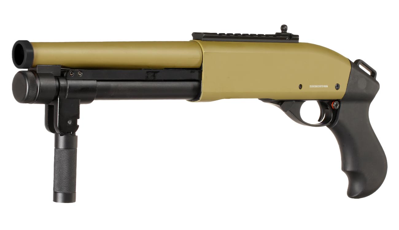Jag Arms Scattergun Super CQB Vollmetall Pump Action Gas Shotgun 6mm BB tan