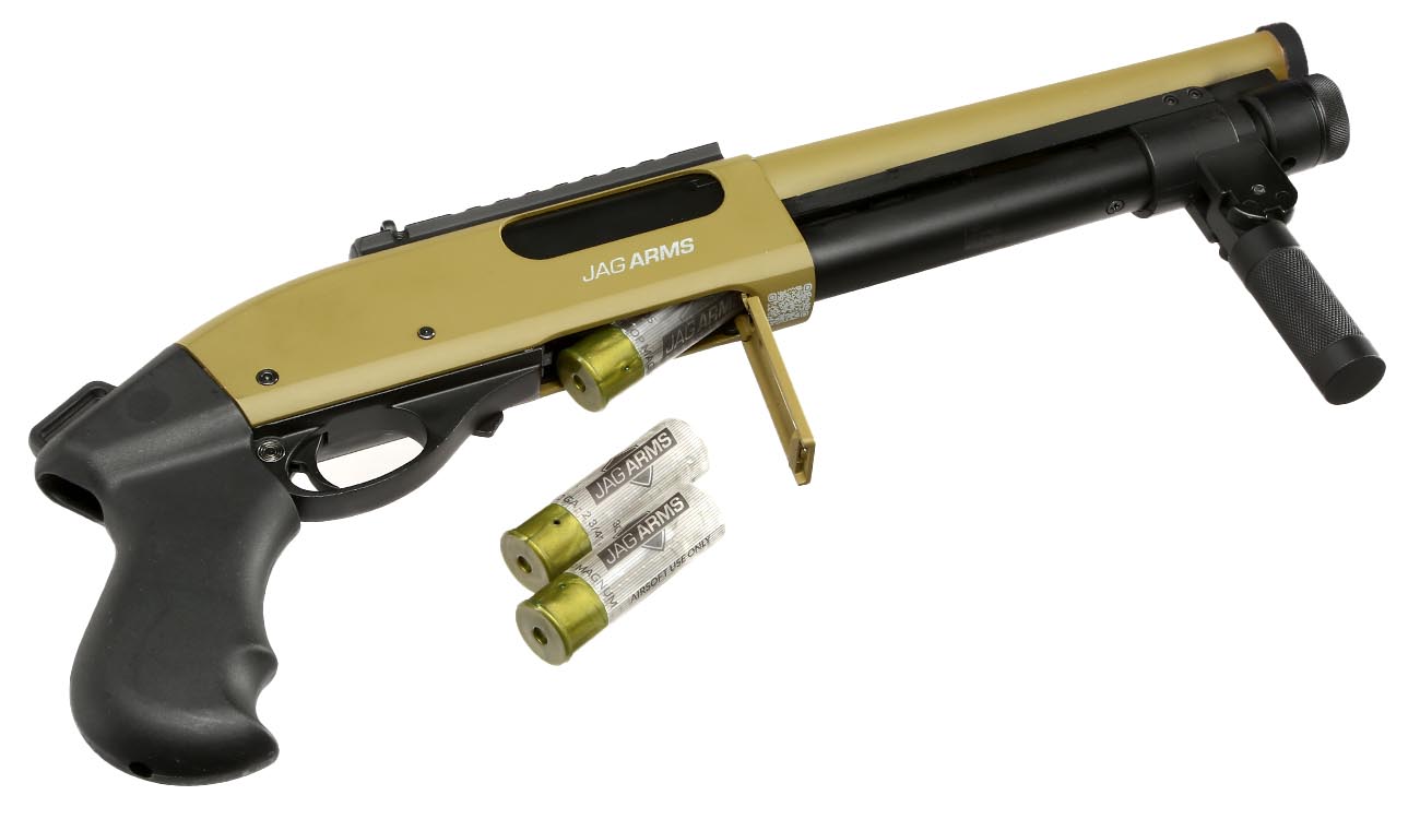Jag Arms Scattergun Super CQB Vollmetall Pump Action Gas Shotgun 6mm BB tan Bild 6