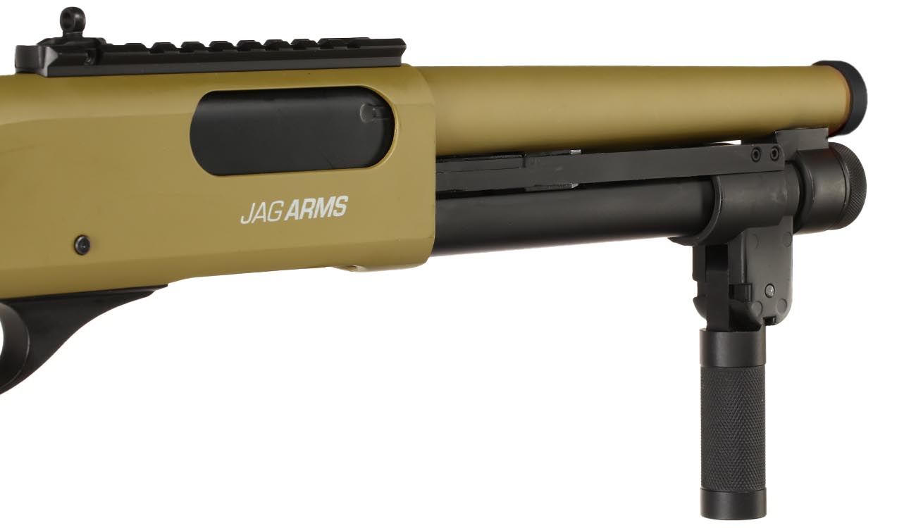 Jag Arms Scattergun Super CQB Vollmetall Pump Action Gas Shotgun 6mm BB tan Bild 9