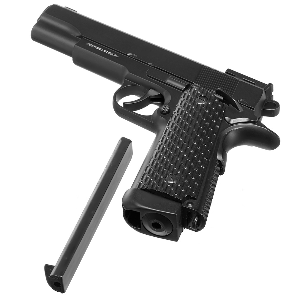 Well M1911 Combat Vollmetall CO2 NBB 6mm BB schwarz inkl. Koffer Bild 5