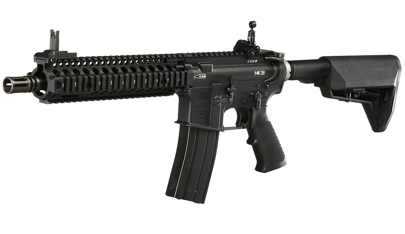 King Arms / EMG Daniel Defense MK18 MOD1 Vollmetall Gas-Blow-Back 6mm BB schwarz