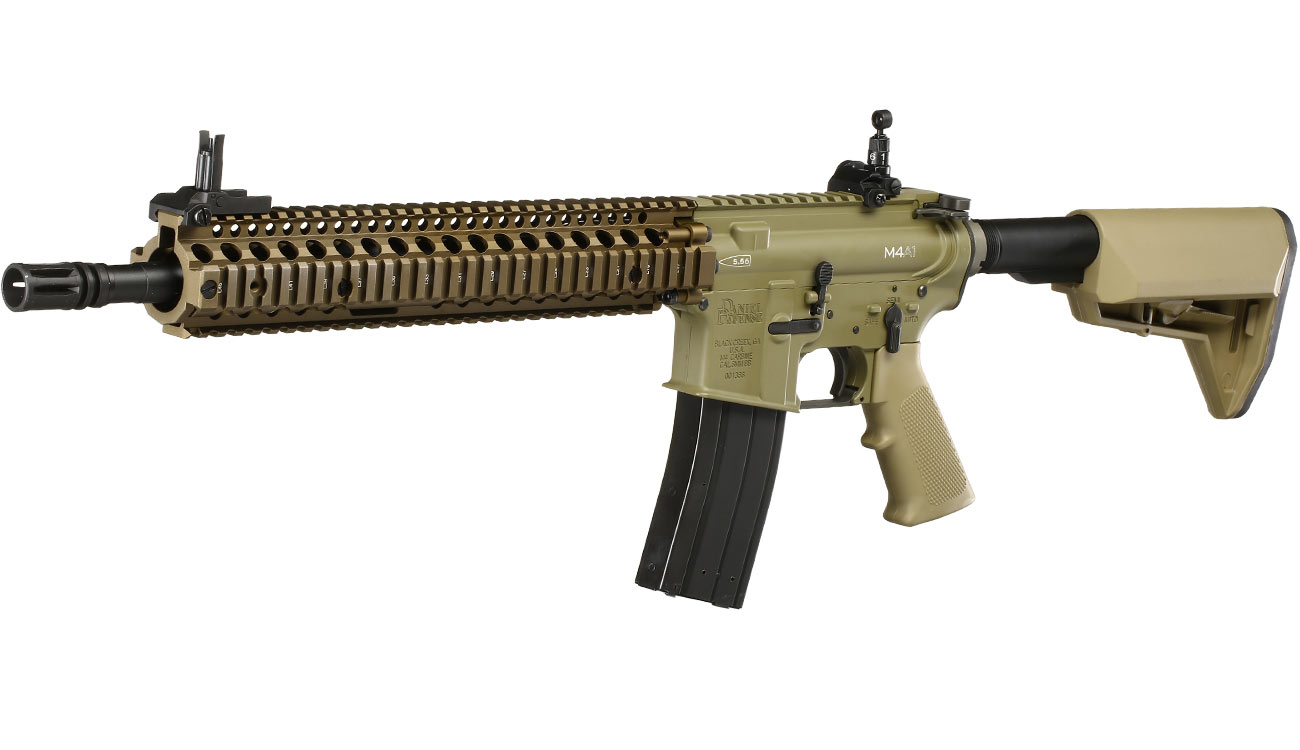 King Arms / EMG Daniel Defense M4A1 RIS II Vollmetall Gas-Blow-Back 6mm BB Dark Earth