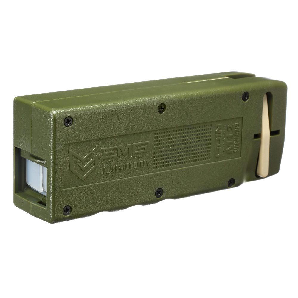 EMG / Odin Innovations M12 Sidewinder Speedloader mit Sound Buffer f. M4 AEG / S-AEG Magazin oliv