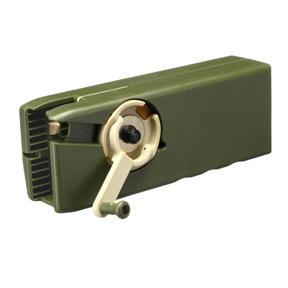 EMG / Odin Innovations M12 Sidewinder Speedloader mit Sound Buffer f. M4 AEG / S-AEG Magazin oliv Bild 1