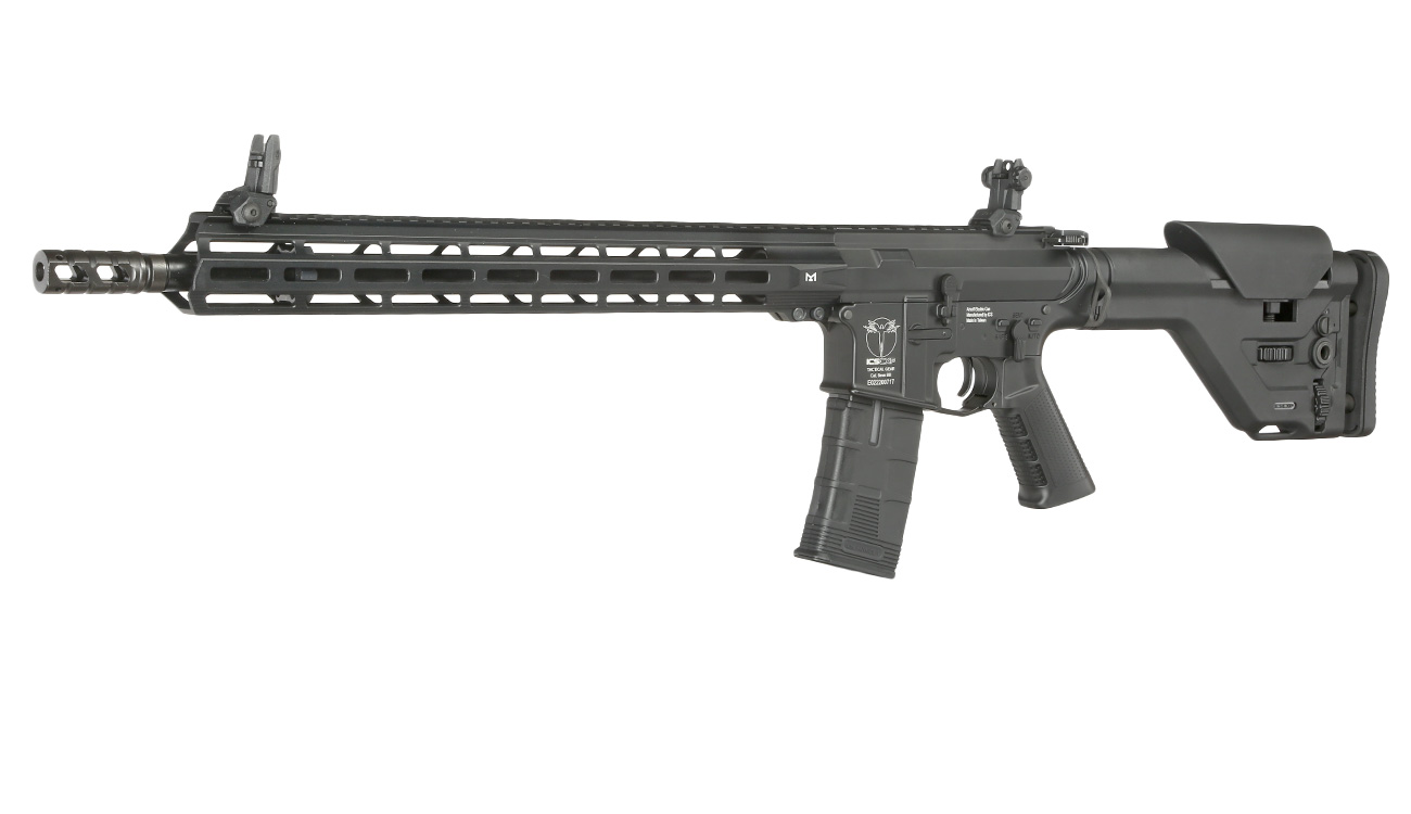 ICS CXP-MMR DMR mit UKSR Precision Stock Vollmetall EBB Mosfet S-AEG 6mm BB schwarz