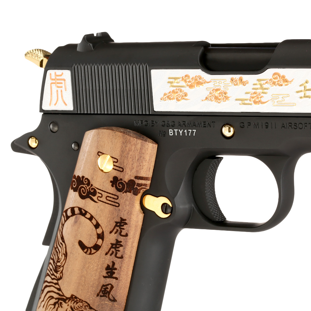 G&G GPM1911A1 Year Of The Tiger 2022 Vollmetall 6mm BB schwarz inkl. Holzschatulle Limited Edition Bild 11