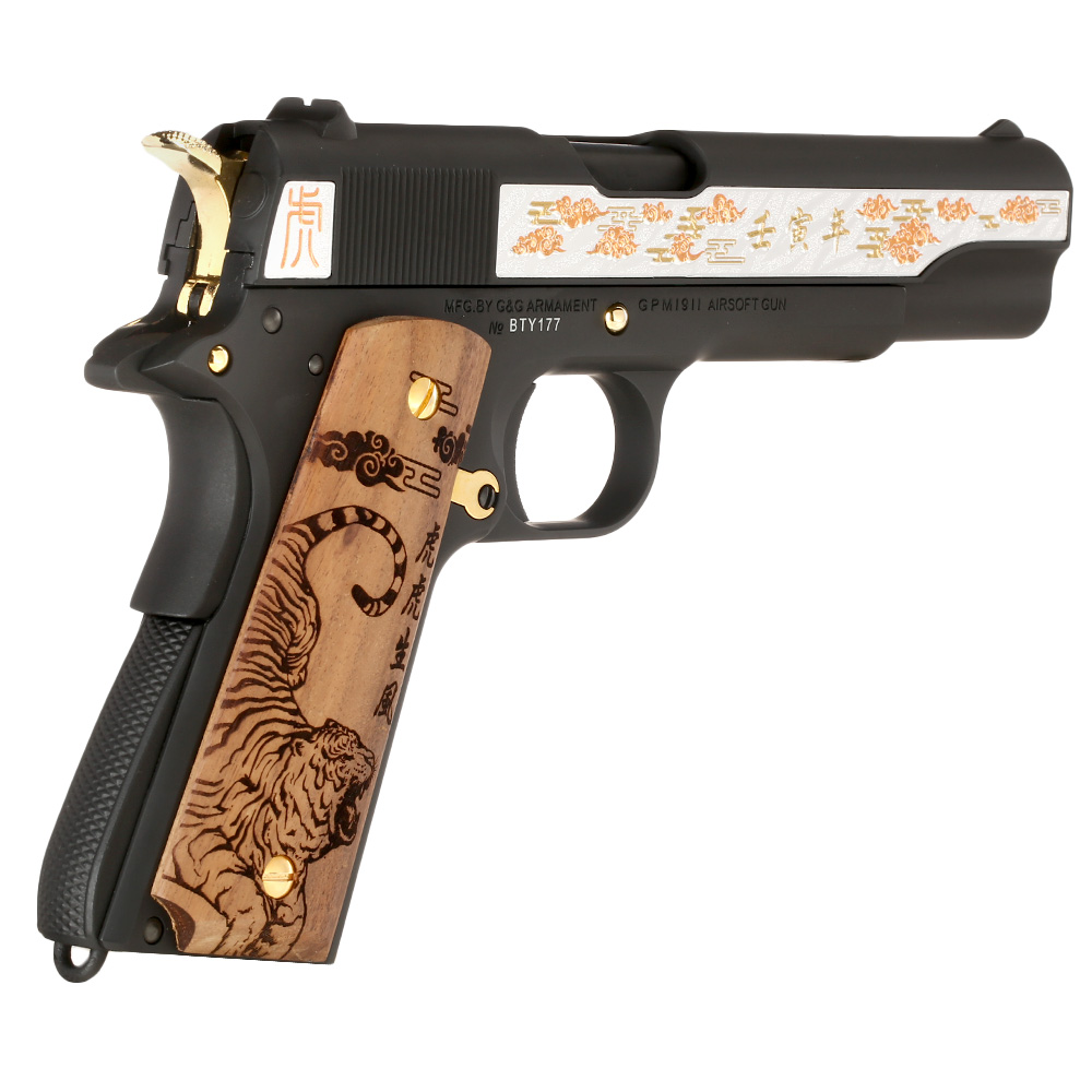G&G GPM1911A1 Year Of The Tiger 2022 Vollmetall 6mm BB schwarz inkl. Holzschatulle Limited Edition Bild 1