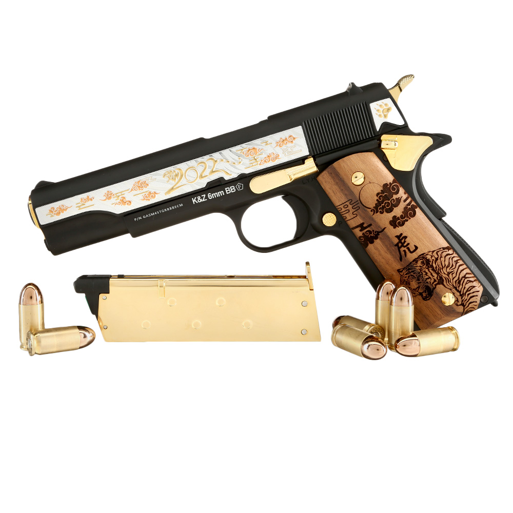 G&G GPM1911A1 Year Of The Tiger 2022 Vollmetall 6mm BB schwarz inkl. Holzschatulle Limited Edition Bild 9