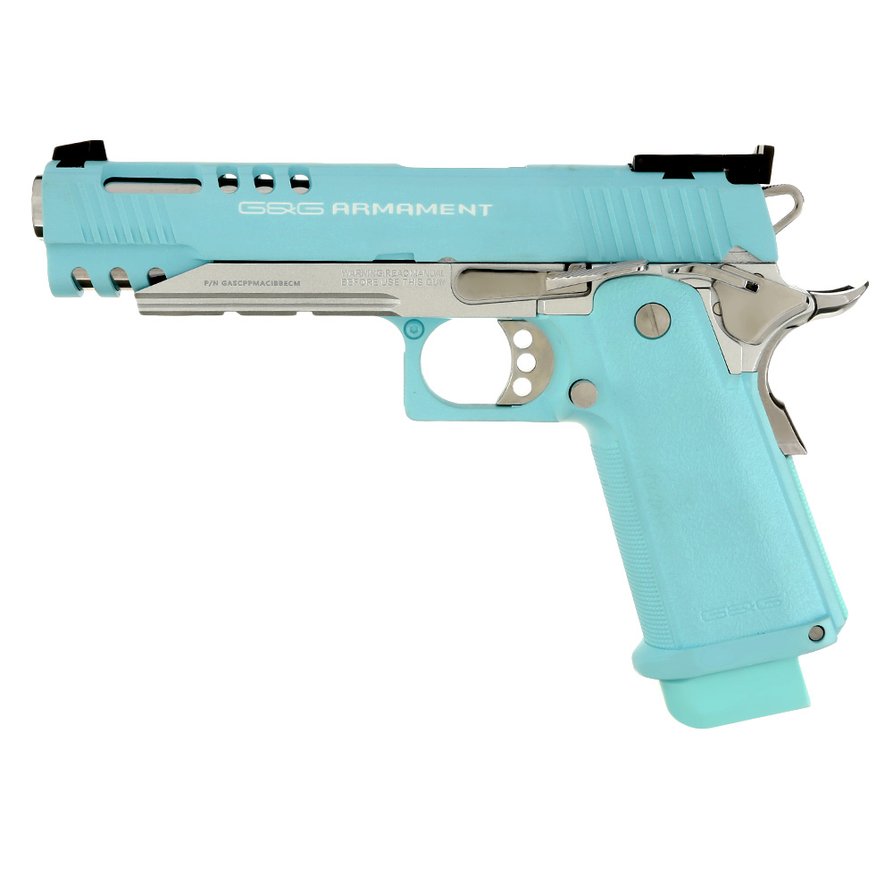 G&G GPM1911 CP Hi-Capa Metallrahmen GBB 6mm BB Macaron Blue Edition inkl. Pistolenkoffer Bild 1