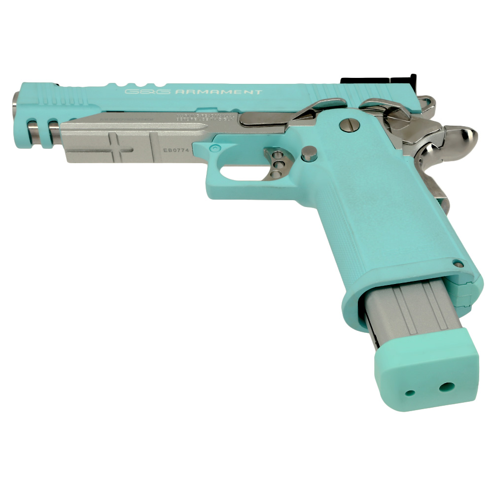 G&G GPM1911 CP Hi-Capa Metallrahmen GBB 6mm BB Macaron Blue Edition inkl. Pistolenkoffer Bild 1