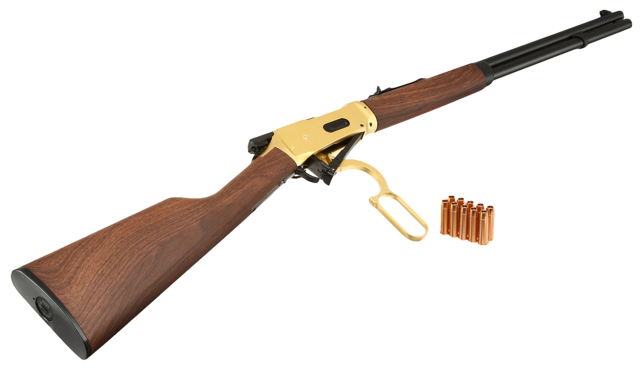 Double Bell M1894 Western Rifle mit Hlsenauswurf Vollmetall CO2 6mm BB gold - Holzoptik Bild 5