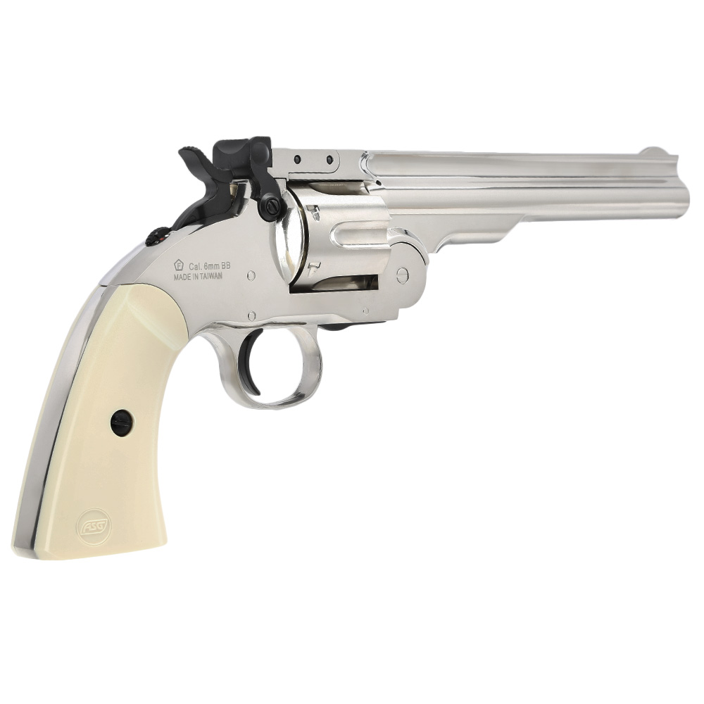 ASG Schofield 1877 6 Zoll Revolver Vollmetall CO2 6mm BB Silber-Chrom-Finish Bild 1