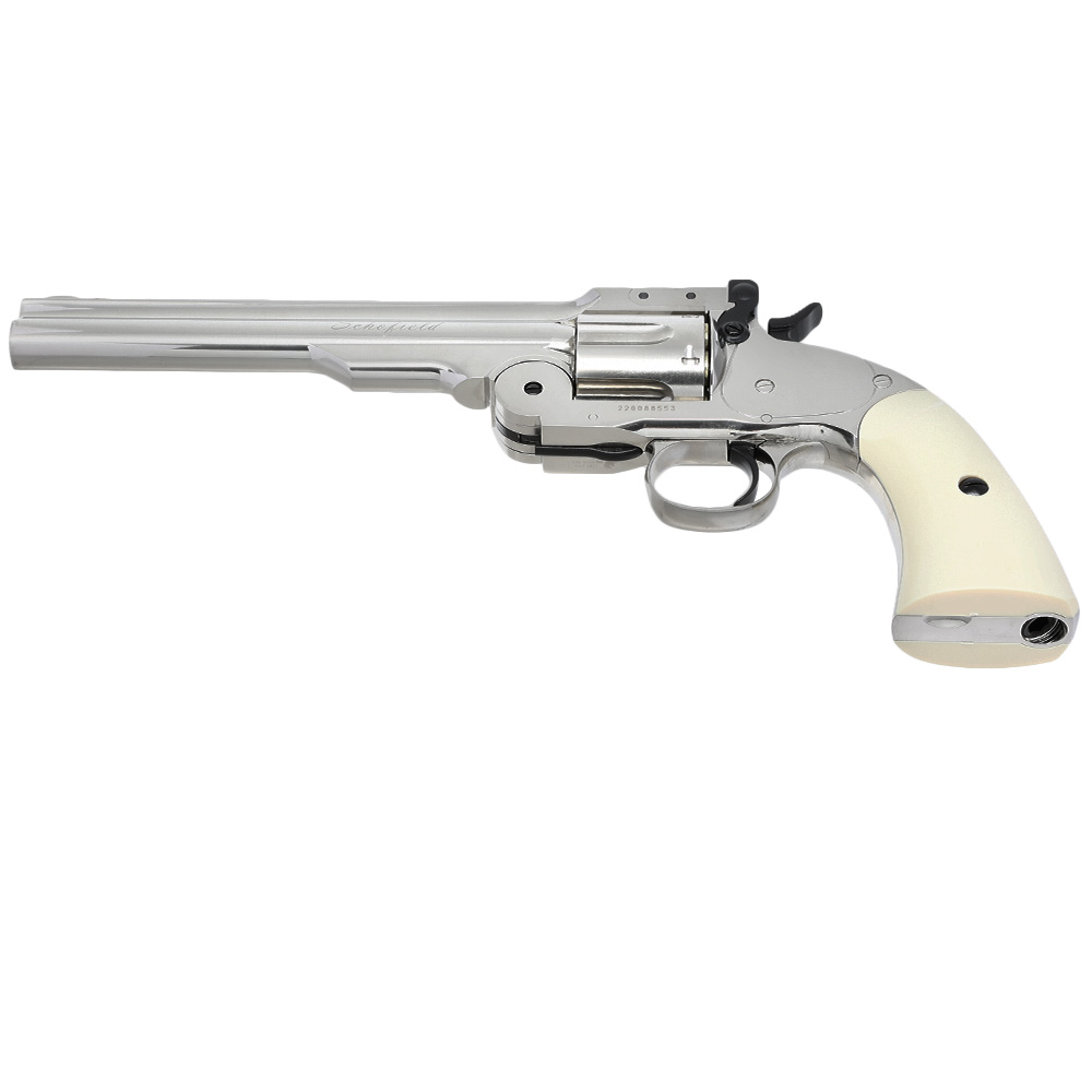 ASG Schofield 1877 6 Zoll Revolver Vollmetall CO2 6mm BB Silber-Chrom-Finish Bild 4