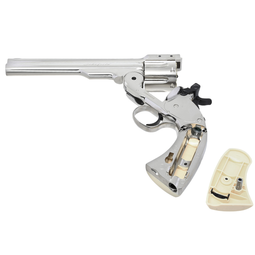 ASG Schofield 1877 6 Zoll Revolver Vollmetall CO2 6mm BB Silber-Chrom-Finish Bild 5