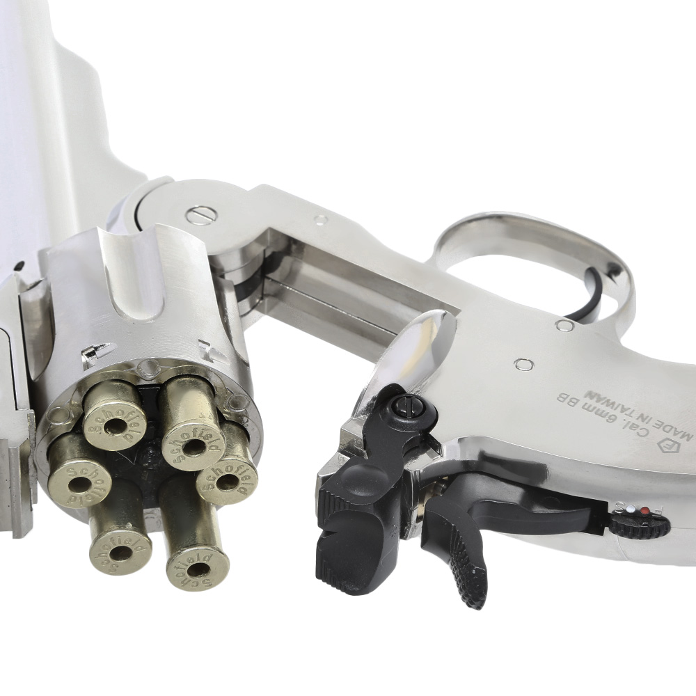 ASG Schofield 1877 6 Zoll Revolver Vollmetall CO2 6mm BB Silber-Chrom-Finish Bild 1