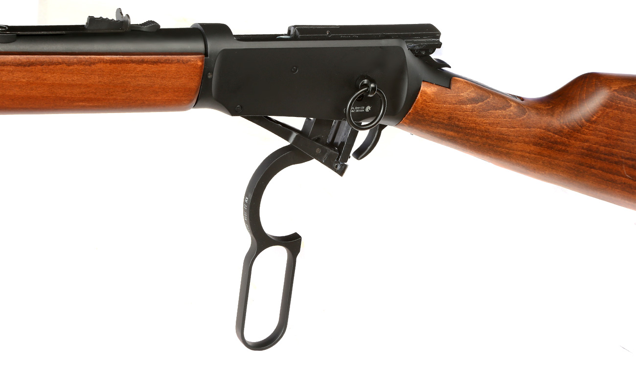 Double Bell M1894 Western Rifle mit Hülsenauswurf Vollmetall CO2 6mm BB schwarz - Echtholz-Version Bild 1