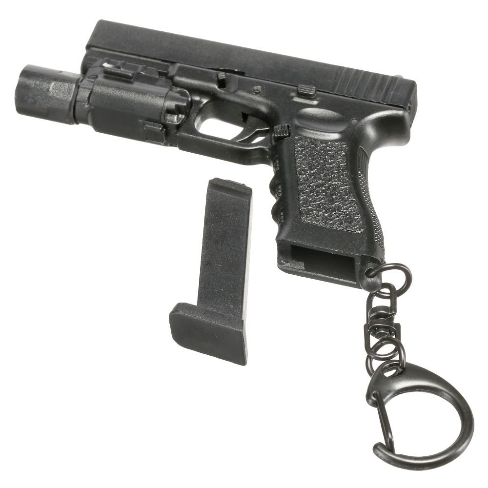 WoSport Schlsselanhnger G17 Pistole mit Lampe 1:4 Miniaturmodell schwarz Bild 5