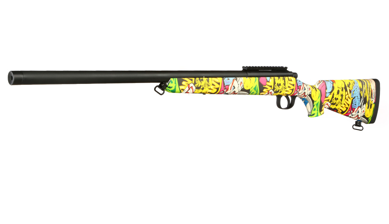 Double Bell VSR-10 Bolt Action Snipergewehr Springer 6mm BB schwarz - Jokers Graffiti Edition