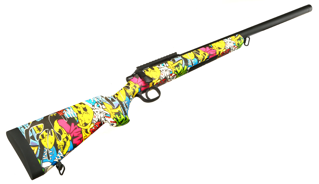 Double Bell VSR-10 Bolt Action Snipergewehr Springer 6mm BB schwarz - Jokers Graffiti Edition Bild 4