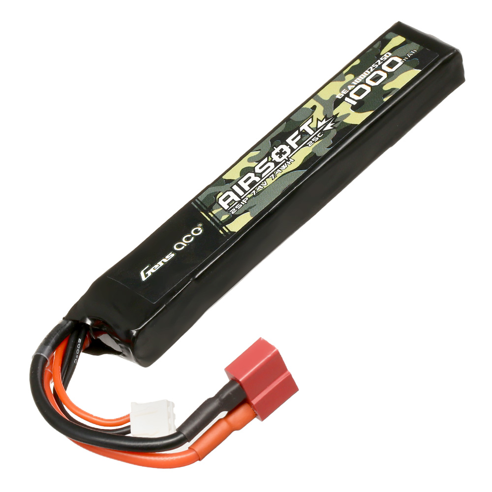 Gens Ace Airsoft LiPo Akku 7,4V 1000mAh 25C Stock-Tube Type m. T-Stecker Anschluss