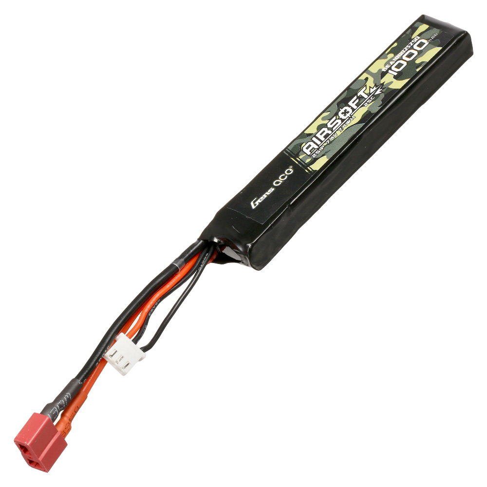 Gens Ace Airsoft LiPo Akku 7,4V 1000mAh 25C Stock-Tube Type m. T-Stecker Anschluss Bild 1