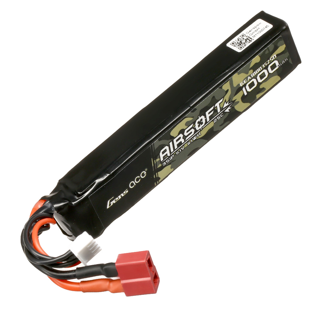 Gens Ace Airsoft LiPo Akku 11,1V 1000mAh 25C / 80C Stock-Tube Type m. T-Stecker Anschluss Bild 1