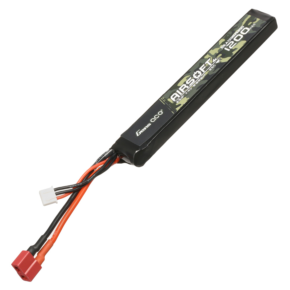 Gens Ace Airsoft LiPo Akku 7,4V 1200mAh 25C / 80C Long Stock-Tube Type m. T-Stecker Anschluss Bild 1