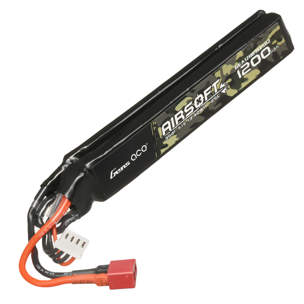 Gens Ace Airsoft LiPo Akku 11,1V 1200mAh 25C / 80C Small-Long Two-Panel Type m. T-Stecker Anschluss Bild 2