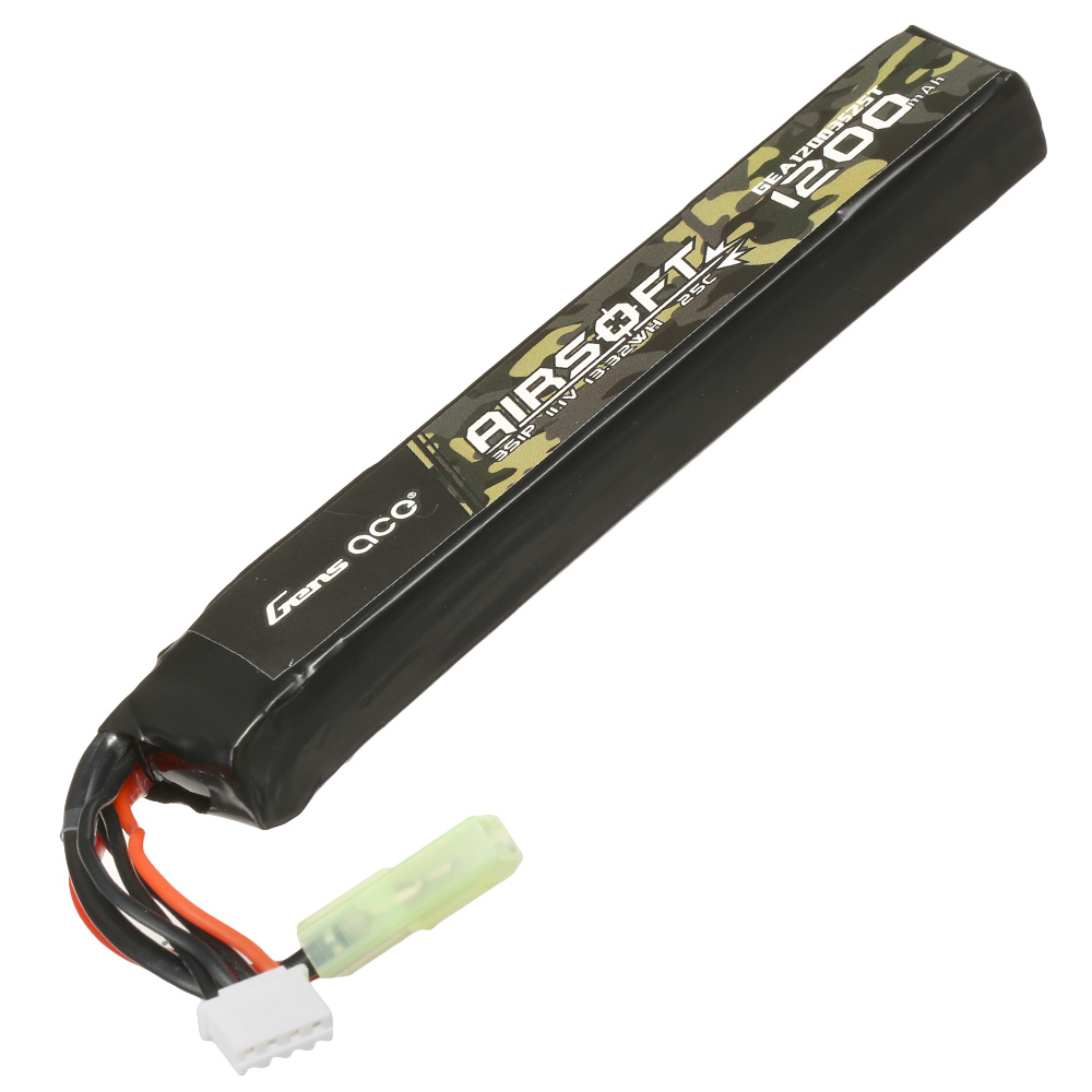 Gens Ace Airsoft LiPo Akku 11,1V 1200mAh 25C / 80C Long Stock-Tube Type m. Mini-Tam Anschluss