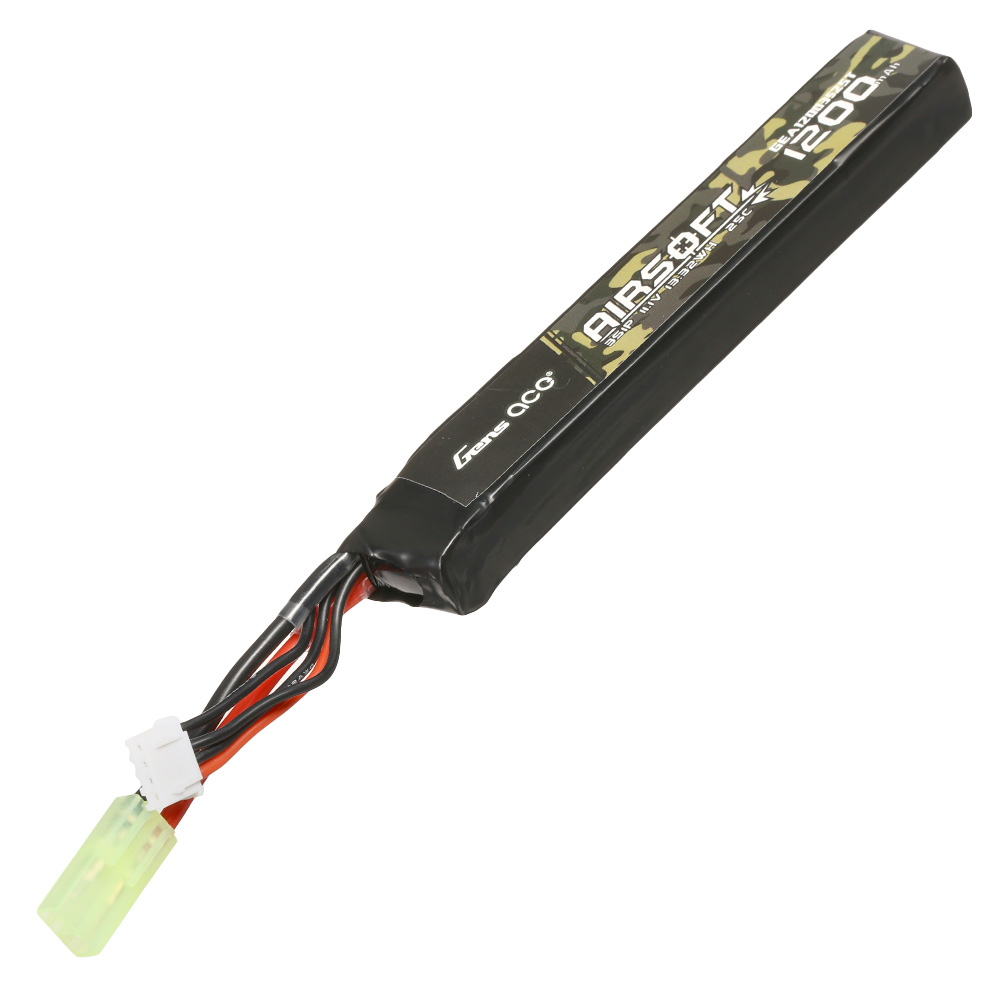 Gens Ace Airsoft LiPo Akku 11,1V 1200mAh 25C / 80C Long Stock-Tube Type m. Mini-Tam Anschluss Bild 1