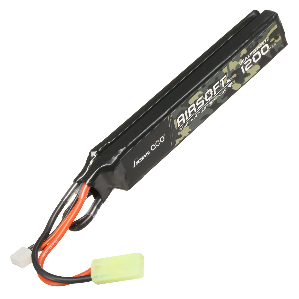 Gens Ace Airsoft LiPo Akku 11,1V 1200mAh 25C / 80C Small-Long Two-Panel Type m. Mini-Tam Anschluss Bild 2