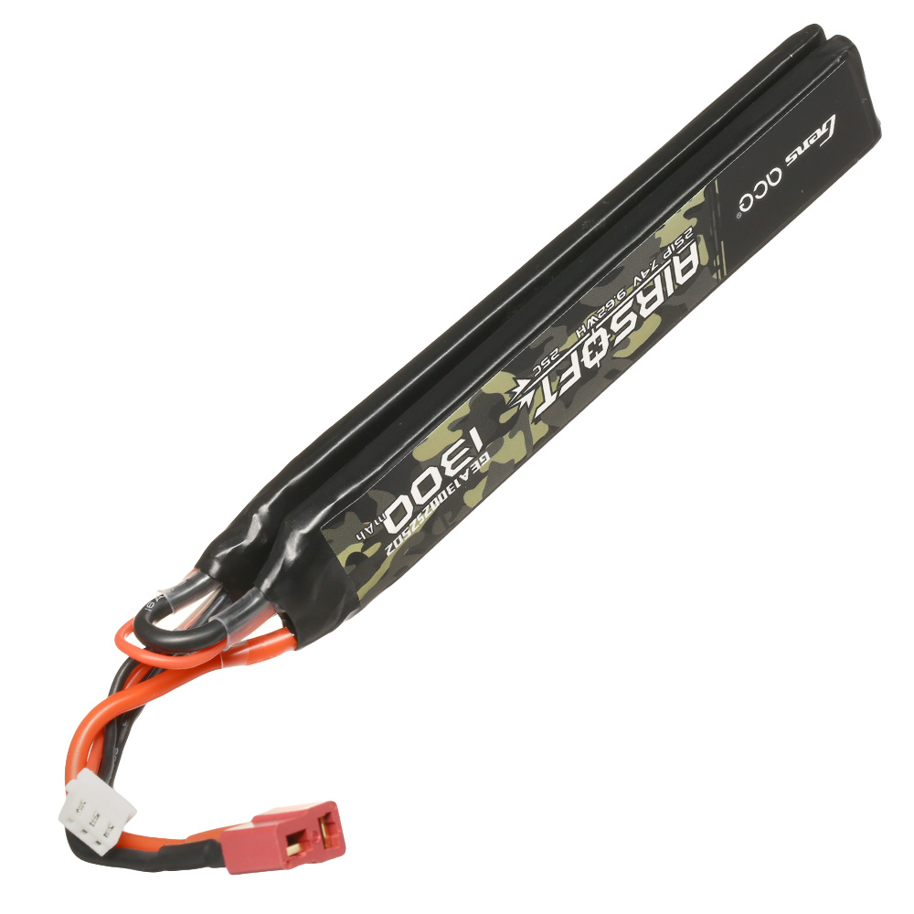 Gens Ace Airsoft LiPo Akku 7,4V 1300mAh 25C / 80C Small-Long Two-Panel Type m. T-Stecker Anschluss Bild 2