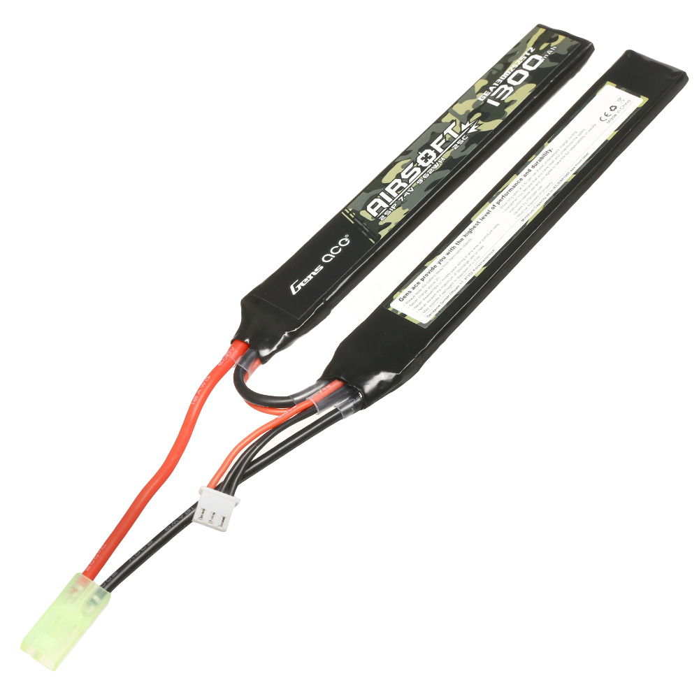 Gens Ace Airsoft LiPo Akku 7,4V 1300mAh 25C / 80C Small-Long Two-Panel Type m. Mini-Tam Anschluss Bild 1