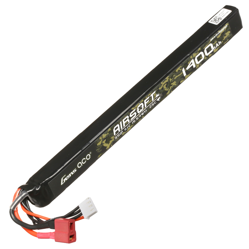 Gens Ace Airsoft LiPo Akku 11,1V 1400mAh 25C / 80C Stick-Type m. T-Stecker Anschluss Bild 1
