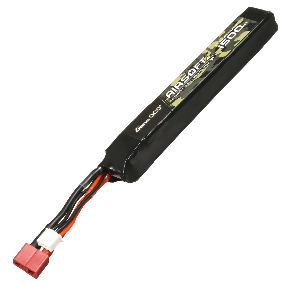 Gens Ace Airsoft LiPo Akku 7,4V 1500mAh 25C / 80C Long Stock-Tube Type m. T-Stecker Anschluss Bild 1