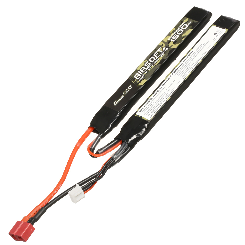 Gens Ace Airsoft LiPo Akku 7,4V 1500mAh 25C / 80C Small-Long Two-Panel Type m. T-Stecker Anschluss Bild 1